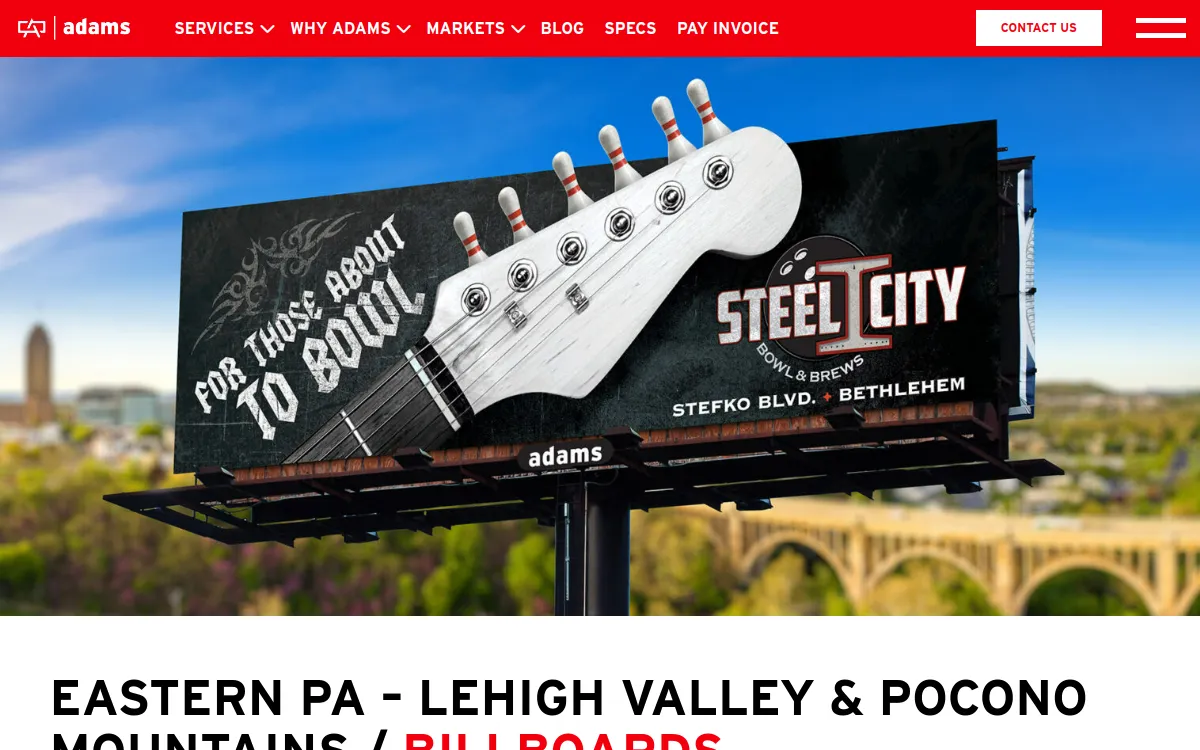 Website preview of Adams Outdoor Advertising