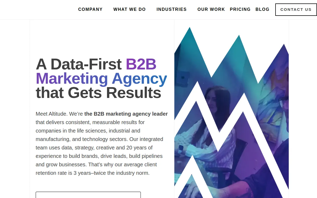 Website preview of Altitude Marketing